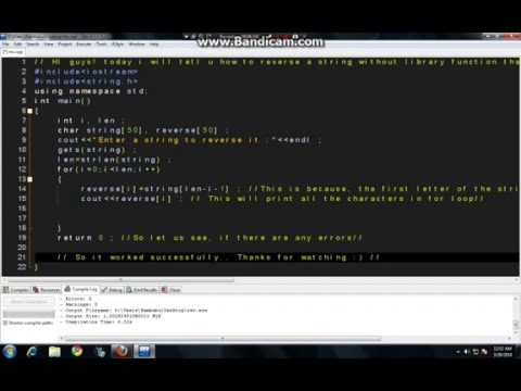 2. How to Reverse a string without using Library function in C++
