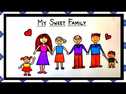 Stock Image Details: ING_19061_18626 - I love my family. Sketch funny image  of happy parents and children