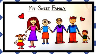 joint family drawing|join family easy drawing|how to draw a joint family| my family drawing