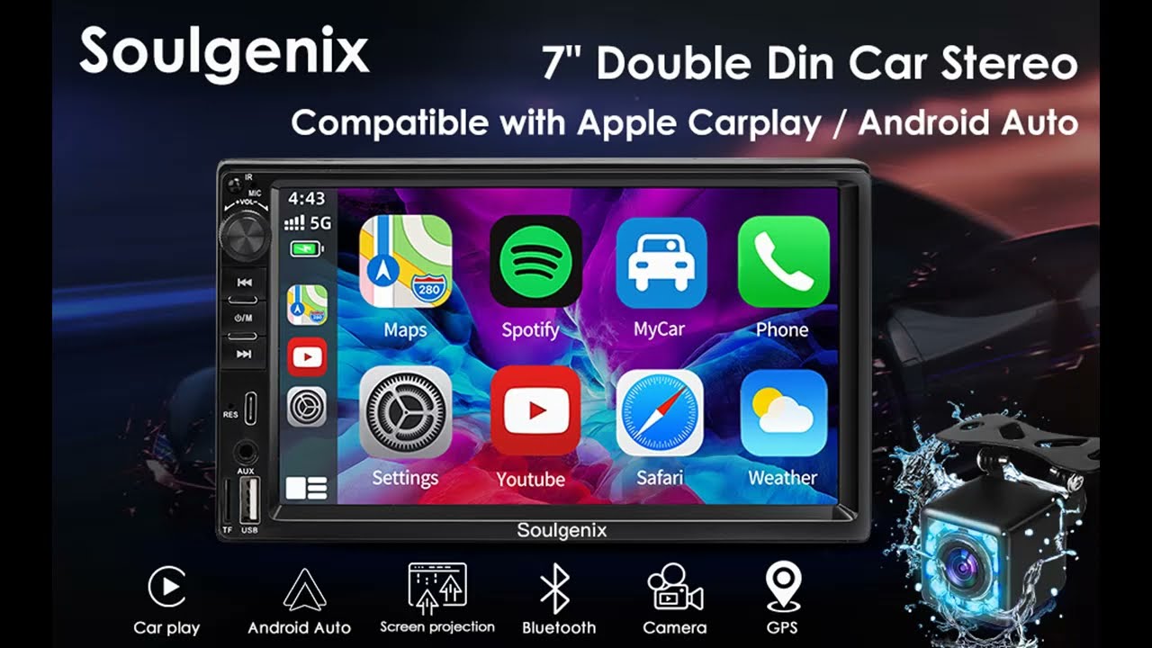 Double Din Car Stereo with Apple Carplay and Android Auto, Car