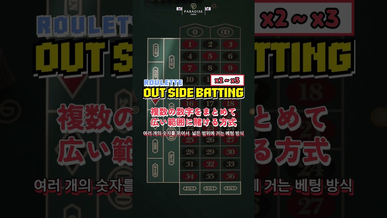 ルーレット初心者向けアウトサイドベットの種類と基本ガイドㅣ룰렛 초보자를 위한 아웃사이드 베팅 규칙 및 기본 가이드