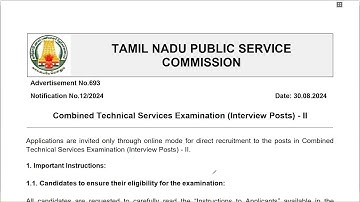 TNPSC | COMBINED TECHNICAL SERVICES EXAMINATION ( INTERVIEW POSTS ) | NOTIFICATION OUT