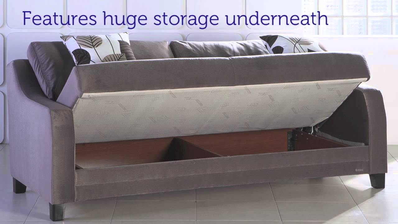 Denver Three Seat Sofa Sleeper With Storage In Light Brown You