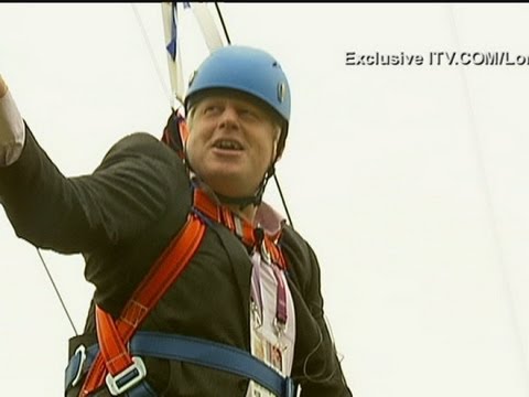 Boris Johnson gets stuck on a zip wire (long version)