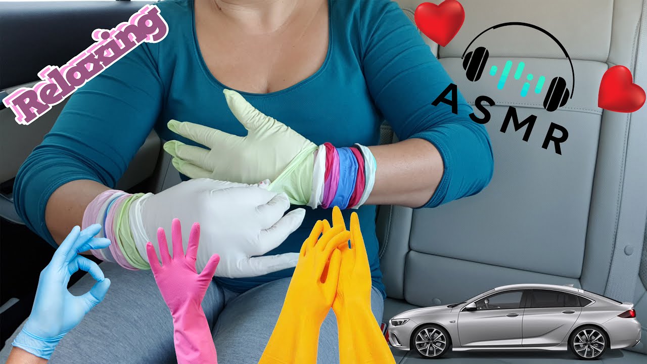ASMR in the Car / Layering Different Colour Latex Gloves / Relaxing Video