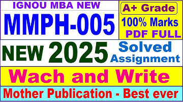 MMPH 005 solved assignment 2025 in English || mmph 005 solved assignment 2025 || ignou mmph005 2025
