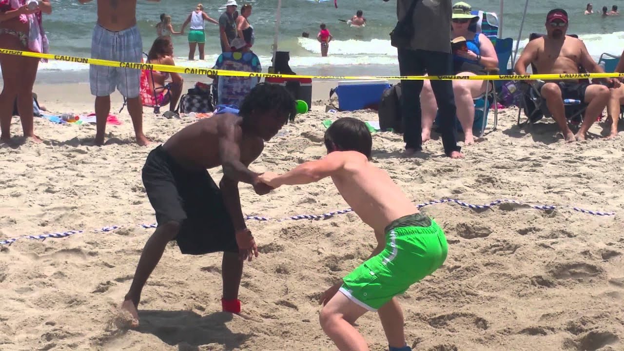 First beach wrestling match YouTube