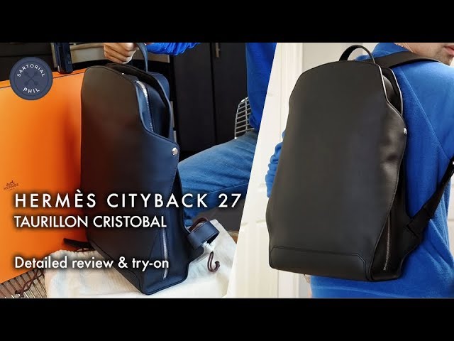 Hermès Cityback 27 men's leather backpack in taurillon cristobal: Detailed  review & try-on 