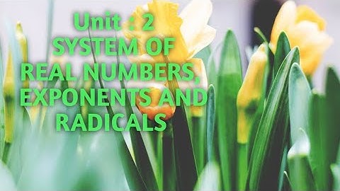 System of Real numbers and Exponents and Radicals
