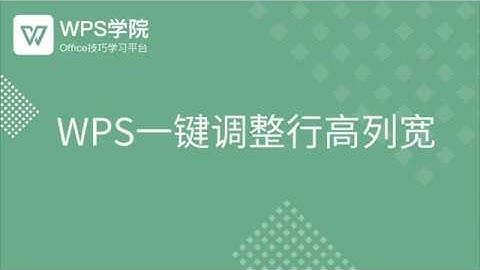 【Excel教程】WPS一键调整行高列宽