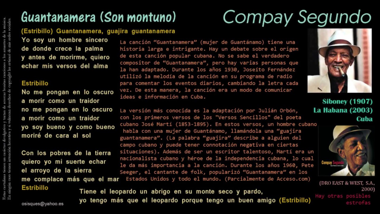 Guantanamera (Tradicional) Compay Segundo y sus muchachos YouTube Guantanamera (Tradicional) Compay Segundo y sus muchachos YouTube