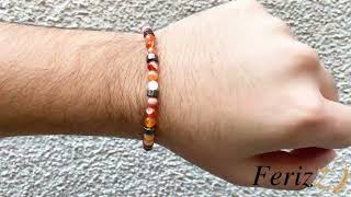 FerizZ  Kahve Akik Doğal Taş Erkek Bileklik  EBLK-259