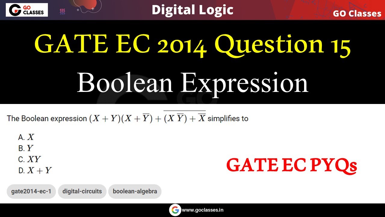 GATE EC 2014 Question 15 | Boolean Expression Simplification | Digital ...