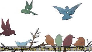 Ferraycle Metal Bird Wall Art Birds on The Branch Wall Decor Leaves with Birds Metal Sculpture Bird