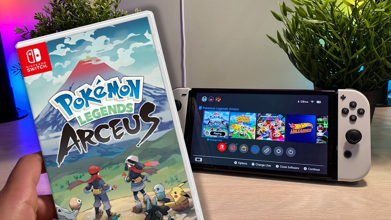 Pokémon Legends: Arceus Nintendo Switch Gameplay - YouTube OLED and Unboxing