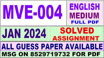 MVE 004 solved assignment 2024 / mve 004 solved assignment 2024 in English / ignou PGDPSM mve 004