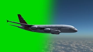 Airplane Airbus A380 In Fly  - Green Screen - Free Use