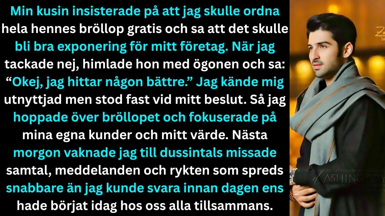 Jag trodde att jag hade vunnit när jag sa nej till min kusin Megans krav på gratis catering för hela sitt bröllop. – Det blir bra exponering för ditt företag, sa hon med ett himlande med ögonen. –...