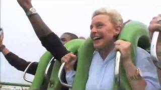 Tony, Ellen, Usher, and Portia on Rollercoasters in Orlando