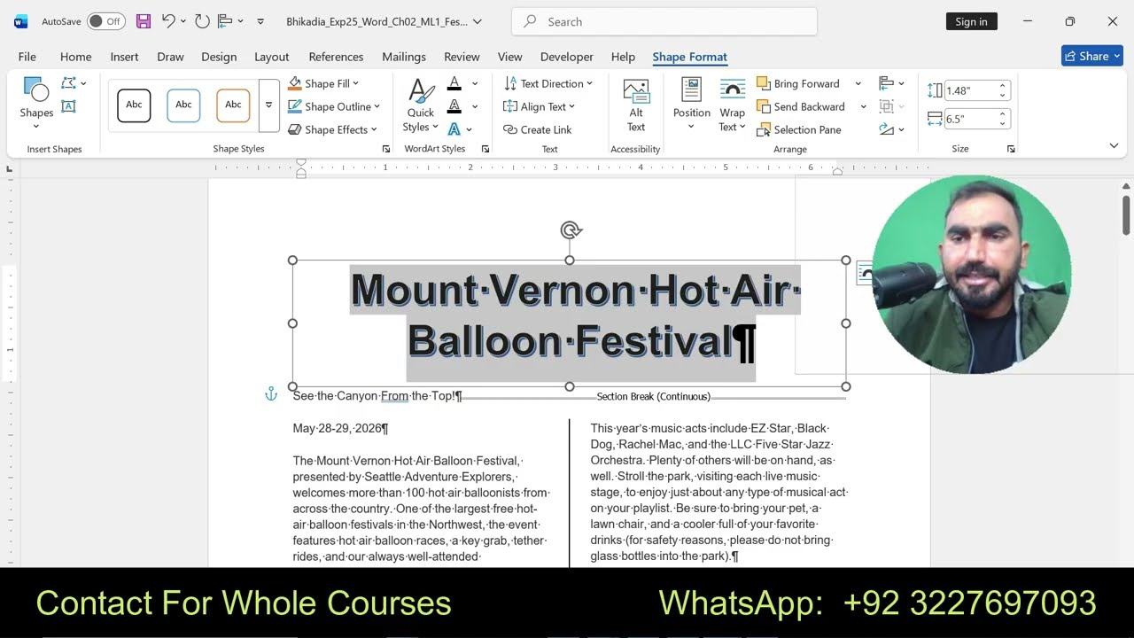 Exp25_Word_Ch02_ML1_Festival | Exp25 Word Ch02 ML1 Festival | Word Mid Level 1 Festival