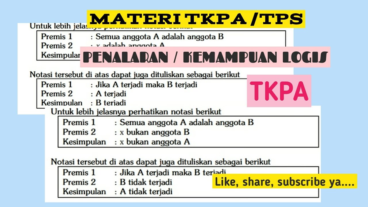 TKPA DAN TPS : PENALARAN UMUM / KEMAMPUAN LOGIS