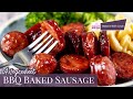 Baked BBQ Sausage An Easy 4 Ingredient Recipe For Quick Dinners &amp; Tasty Snacks!