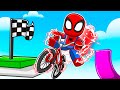 Spiderman goes 8251723 mph in roblox bike obby