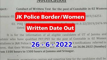 JK Police Border/Women Battalion Exam Date Out : Official Notification or Not ? Boys & Girls