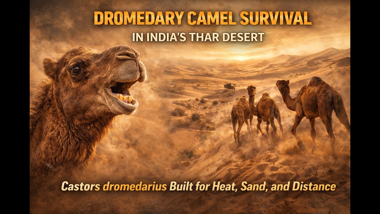 Dromedary Camel Survival in India’s Thar Desert – Camelus dromedarius Built for Heat, Sand...