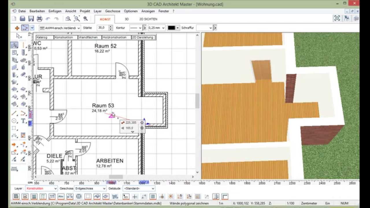 Einen Anbau im Grundriss zeichnen mit Hilfe von Hilfslinien im CAD Einen Anbau im Grundriss zeichnen mit Hilfe von Hilfslinien im CAD