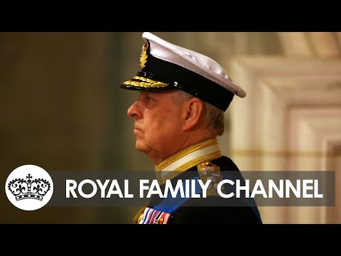 Prince andrew stands vigil in military uniform