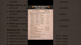 FREE FIRE 🔥 QUESTION❓ PAPER 📜 🗞️ MCQ QUIZ❓#freefire #freefireshorts #paper #trending #trendingshorts