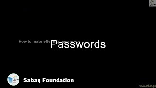 Passwords, Computer Science Lecture | Sabaq.pk