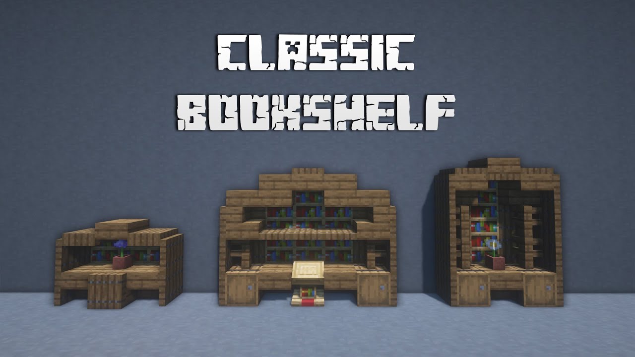 1 16 Minecraft Building Tips Classic Bookshelf Design Youtube