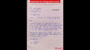 Application for closing bank account l letter for closing bank account