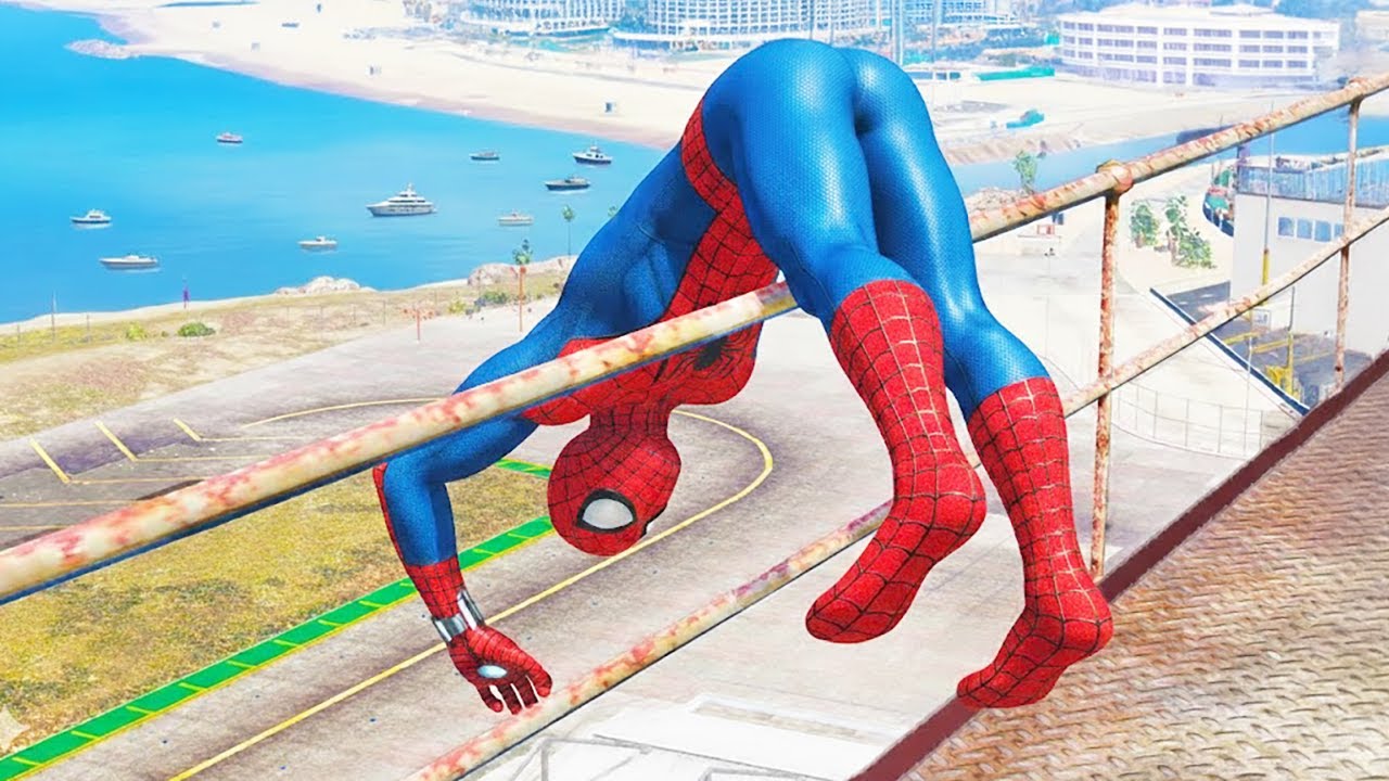 SPIDERMAN CRAZY JUMPS/FALLS (GTA 5 Spider-Man Fails) #72