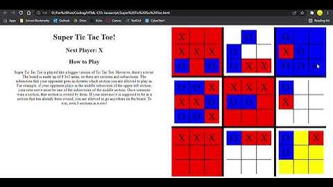 Super Tic Tac Toe - HTML JavaScript Version