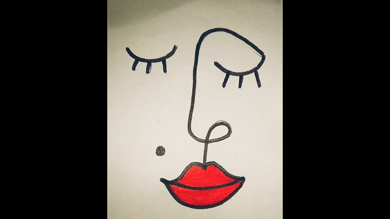 Learn how to drawing by one line face drawing 