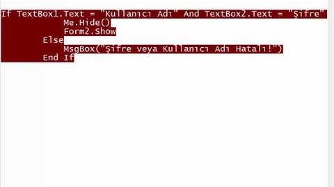 Visual Basic  -  Basit Giriş Paneli Yapma