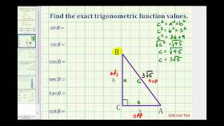 This video explains how to find the length of a hypotenuse in right
triangle and then determine all six trigonometric function values for
one angles...