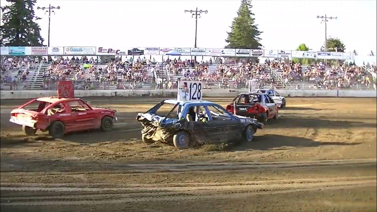 Kitsap destruction derby assn mini car figure 8 YouTube
