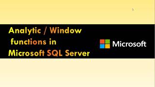 Analytic Functions in SQL Server