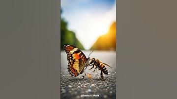 Unreal AI Fight: Butterfly vs Honeybee 🦋🐝 | Epic AI Animation Short | FreakyAIWorld #shorts