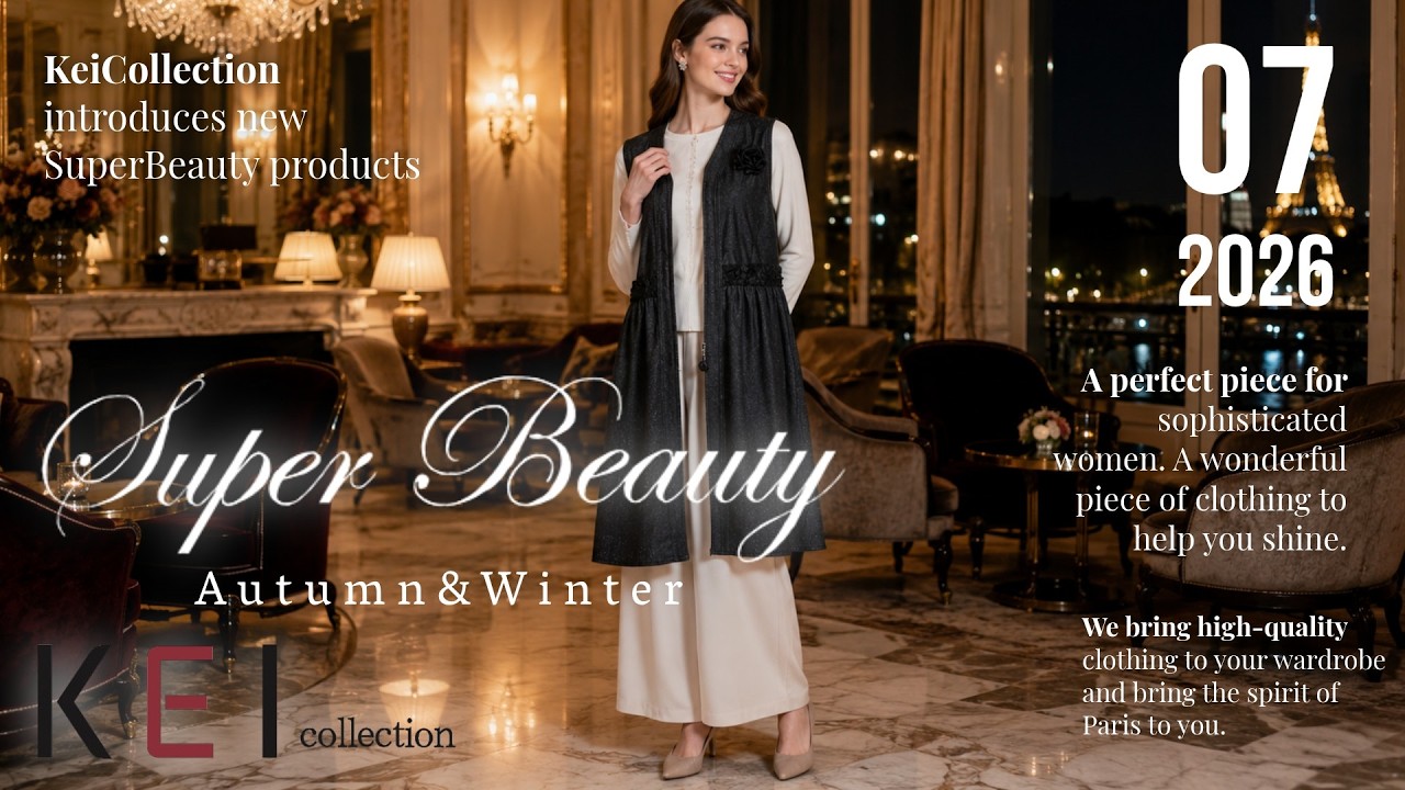 スーパービューティー♡ 人気完売！フラワーキルティングが可愛いロングジレjk SUPER BEAUTY s2627002 Denim Transfer Print Long Gilet with Corsage