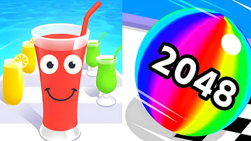 JUICE RUN VS BALL RUN 2048🔴🍺🍹💫🔥❤️‍🔥🔥💥 ALL LEVELS GAMEPLAY #1