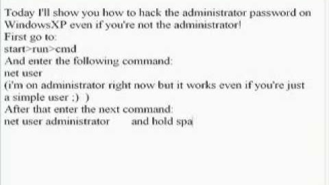How To Hack The Administrator Password On WindowsXP