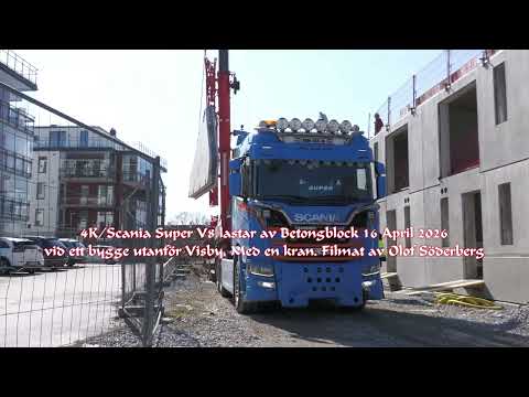 4K/Scania Super V8 lastar av Betongblock 16 April 2026