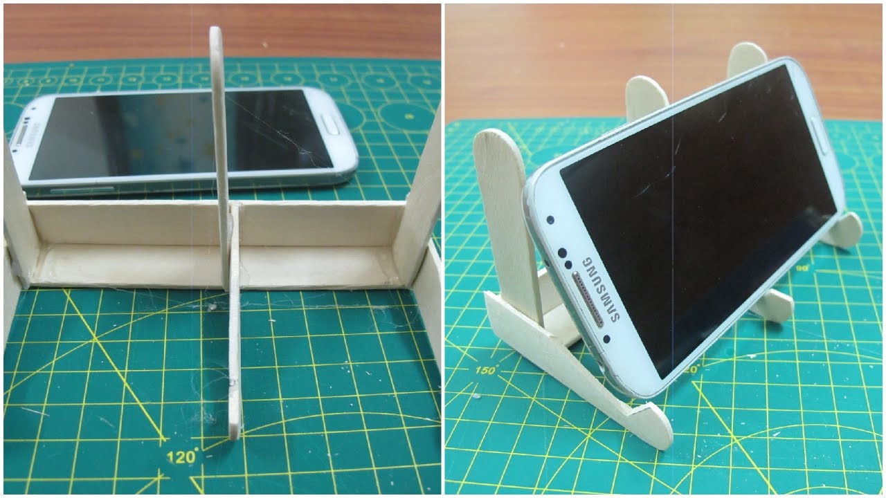 How to make iphone stand with popsicle sticks DIY using popsicle