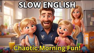 Our Crazy Morning Routine with Twin Sisters | Easy English Listening Practice (A1 &amp; A2 Level)