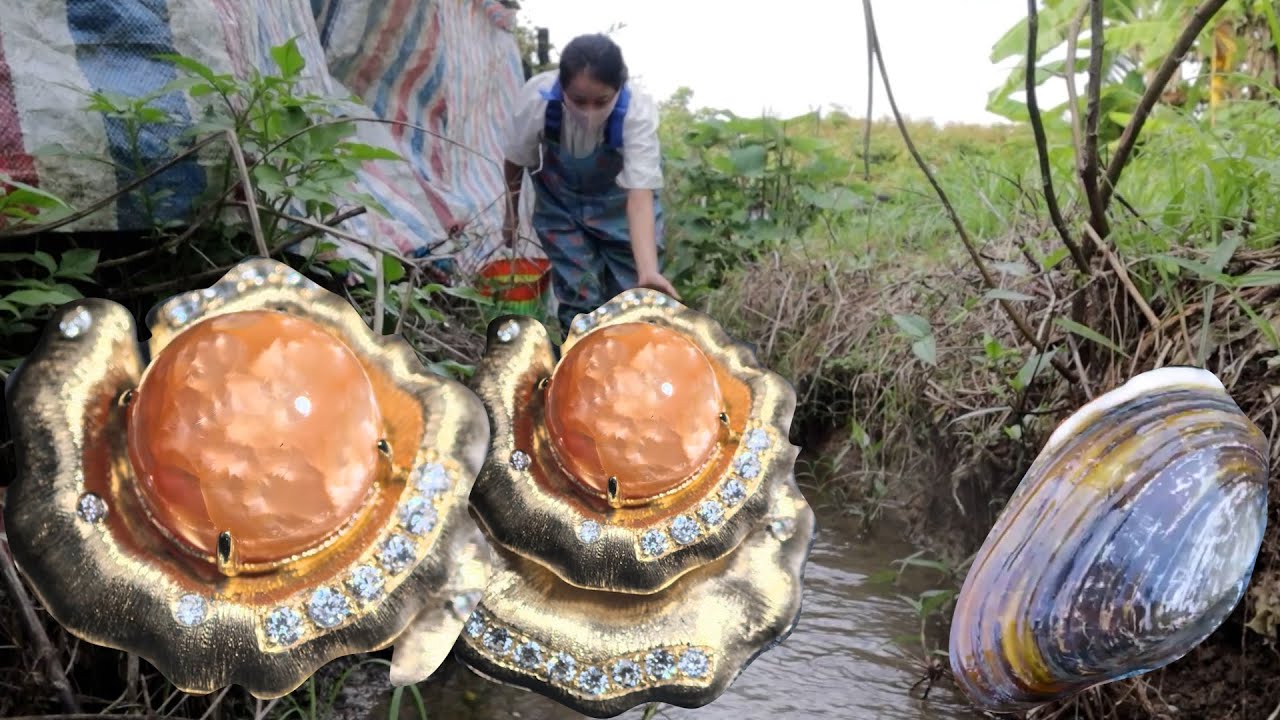 The girl found a river clam that claimed to be the king, and its pearls were shiny and smooth